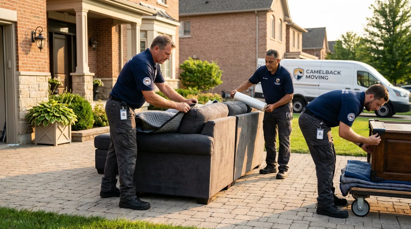 Large estate moving crew wrapping furniture in Decatur, AR