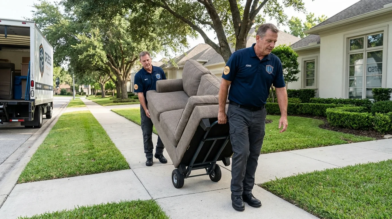 Local residential moving crew loading furniture in Decatur, AR